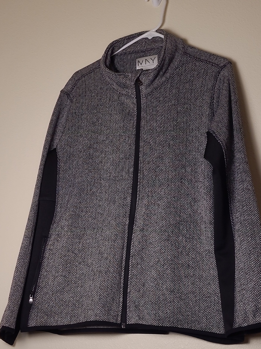 Marc New York Black & White Herringbone Zip Utility Jacket